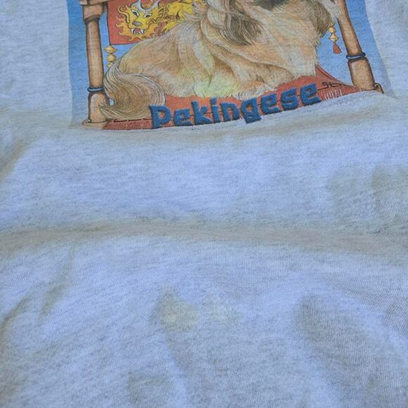 Vtg 90s PEKINGESE Box Logo Graphic Small Dog Breed Crewneck Sweatshirt XXL - Picture 4 of 6